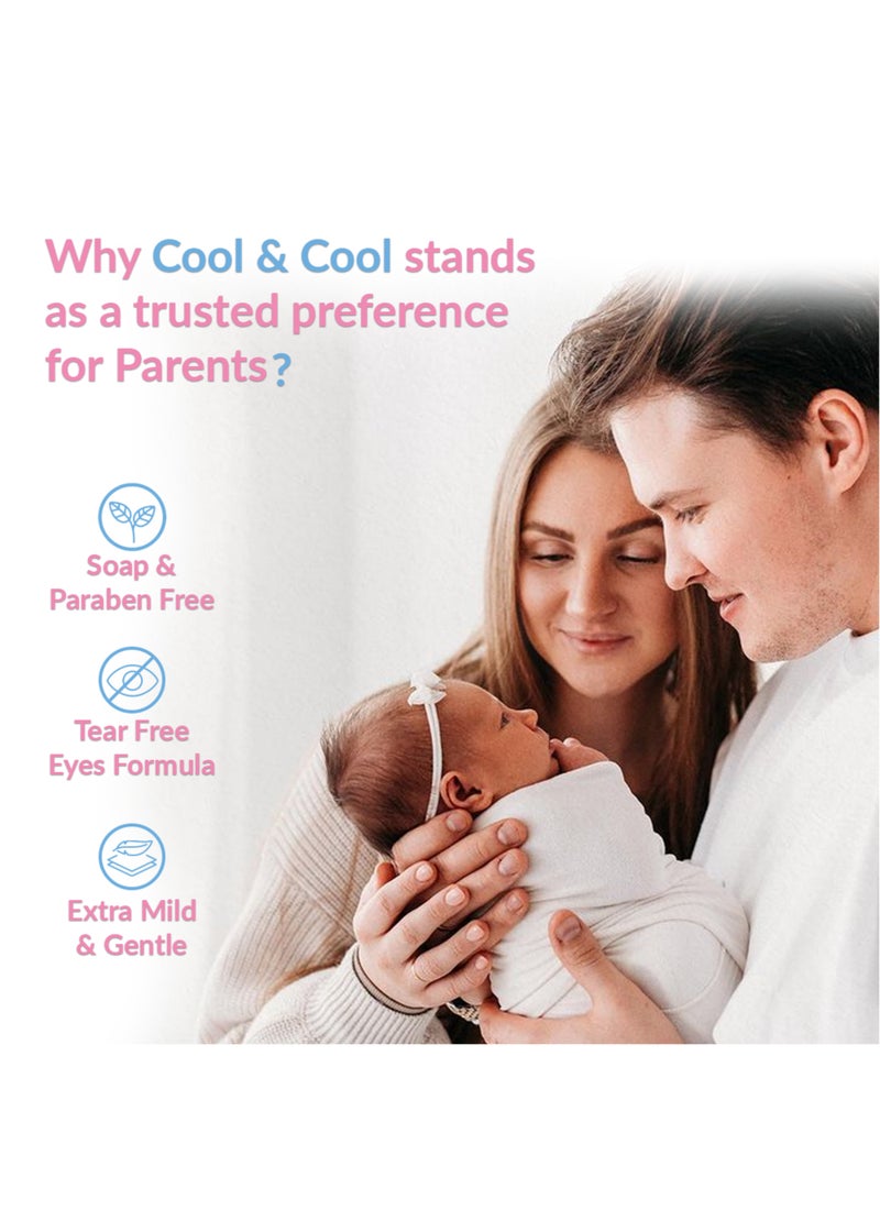 Cool & Cool Baby Shampoo Tear Alcohol Paraben Dye Free Chamomile And Vitamin E With Extra Mild Formula Pack of 4 - Image 2