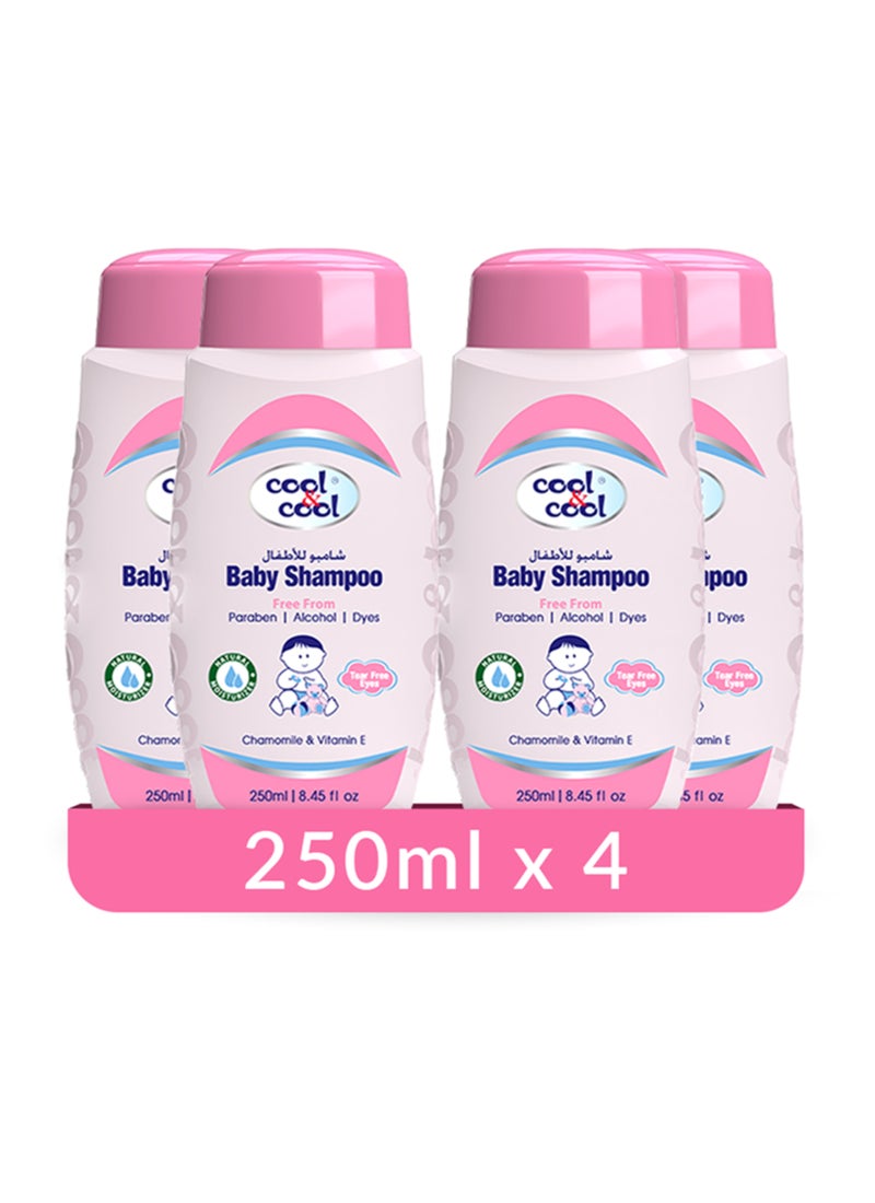 Cool & Cool Baby Shampoo Tear Alcohol Paraben Dye Free Chamomile And Vitamin E With Extra Mild Formula Pack of 4 - Image 1