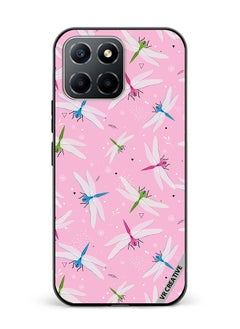 Protective Case Cover For Honor X6 Dragonfly And Flowers Pattern On Pink Design Multicolour