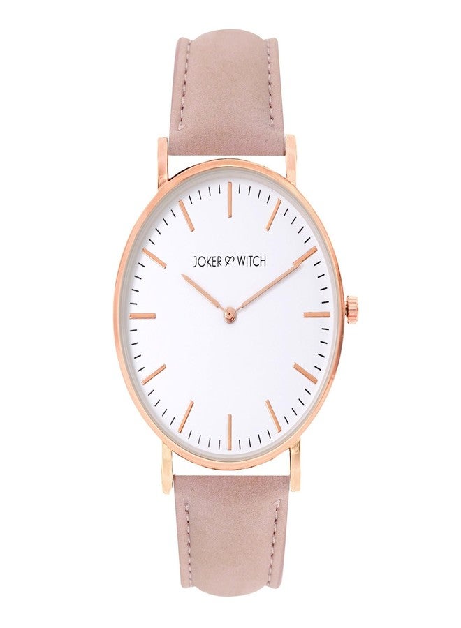 Joker & Witch Leather Women Poppie Field Love Triangle Analogue Watch, White Dial, Pink Band - Image 3