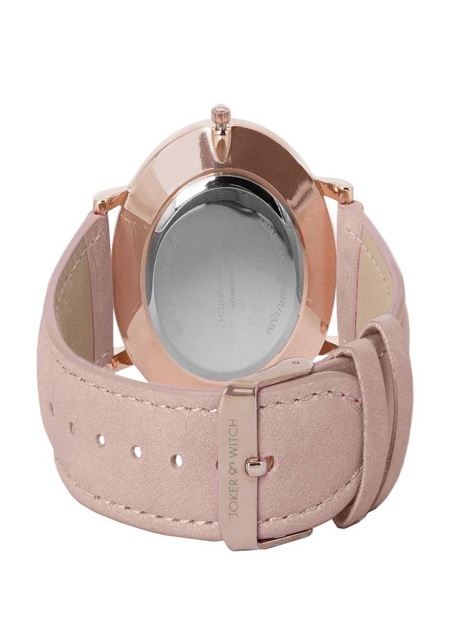 Joker & Witch Leather Women Poppie Field Love Triangle Analogue Watch, White Dial, Pink Band - Image 4