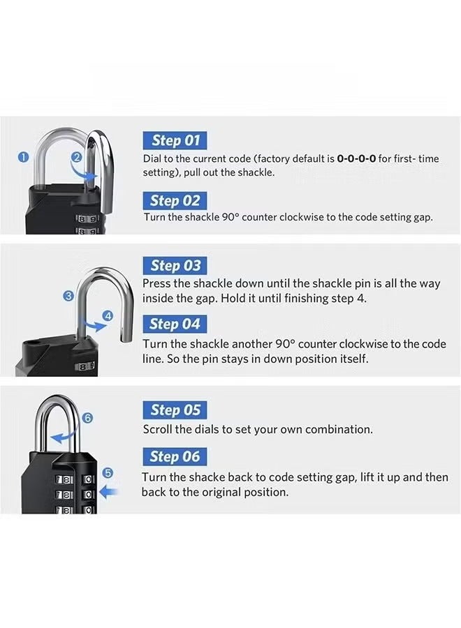 Hoasis 2-Piece Password Padlock,Luggage Lock,4 Digit Outdoor Waterproof Padlock 8cm*4.2cm - Image 4