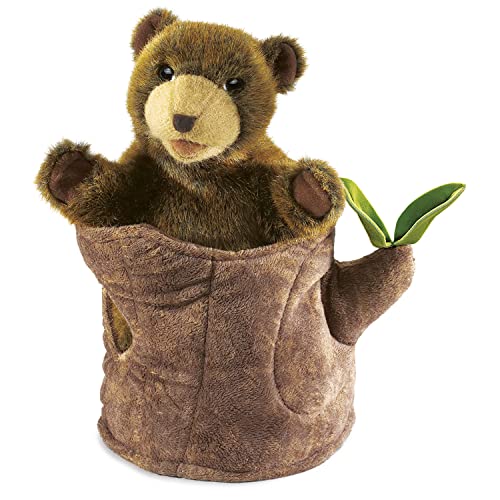 Folkmanis Bear in Tree Stump Hand Puppet Brown 1 EA - Image 1