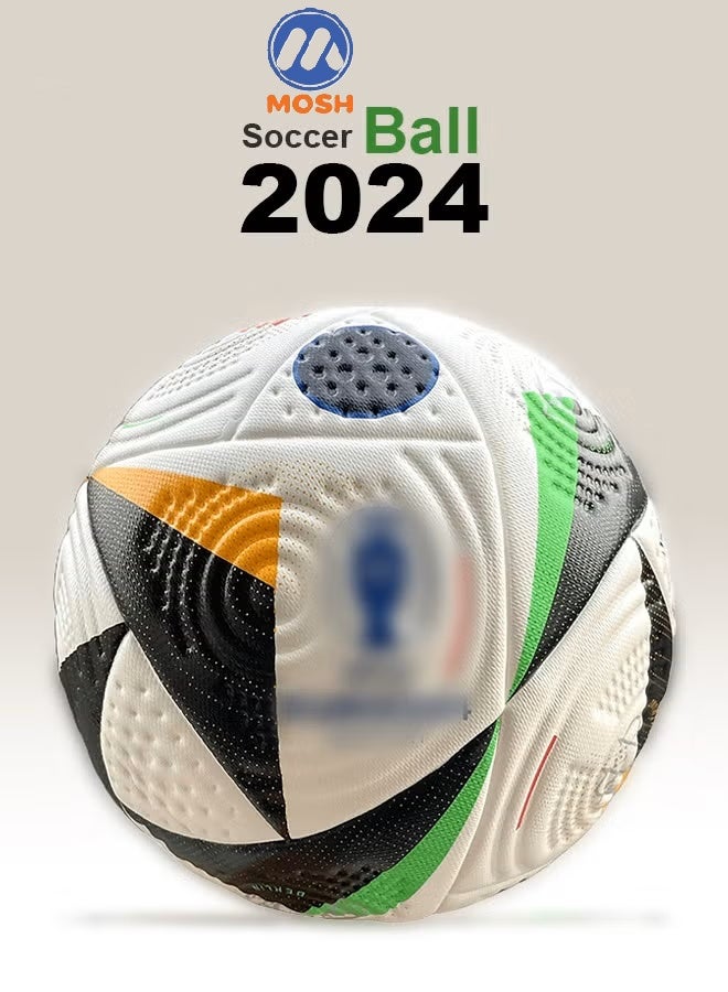 موش كرة قدم احترافية فاخرة 2024، كرة كرة قدم للكبار والأطفال، بتصميم ملتحم حرارياً بالهواء مستوحى من يورو 2024، مقاس 5 - Image 1