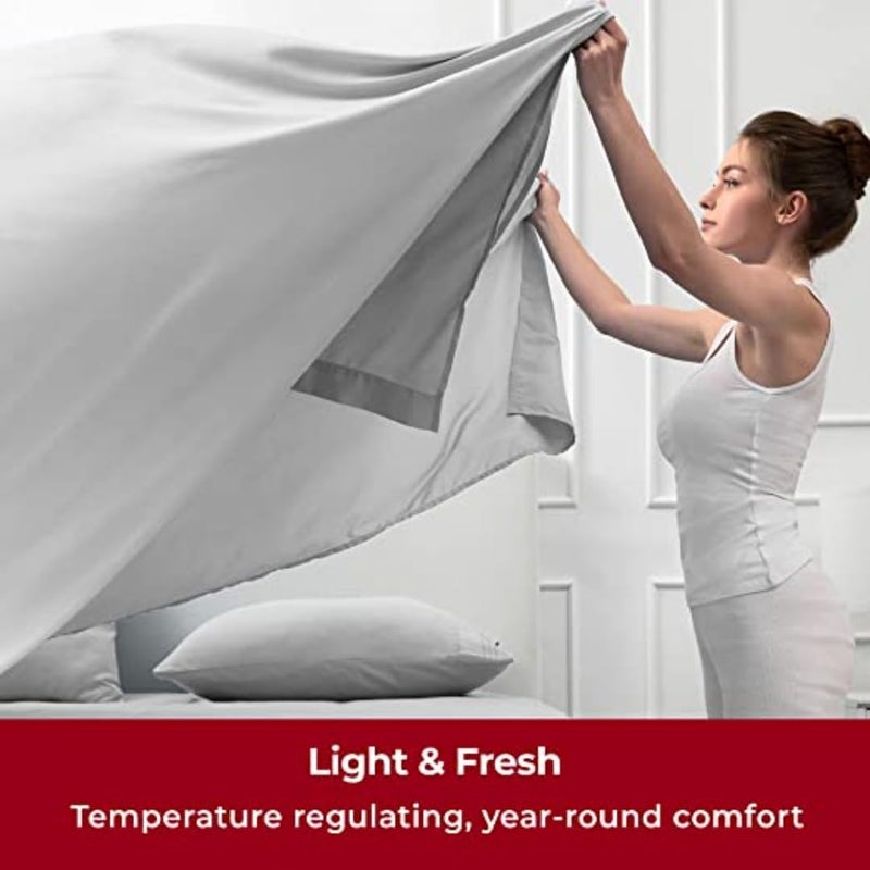 SEM B GRA Flat BedSheet with Pillow Covers 600 TC 100 Egyptian Cotton Bedsheet Comfortable Durable Hotel Quality Sheet Single_60x90 Light Gray - Image 4