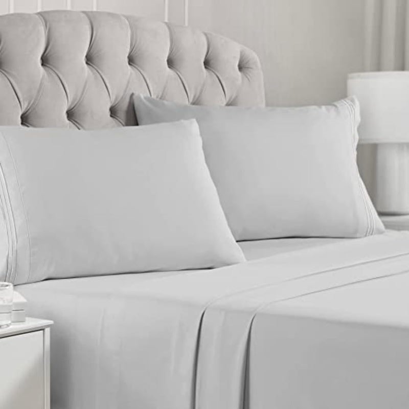 SEM B GRA Flat BedSheet with Pillow Covers 600 TC 100 Egyptian Cotton Bedsheet Comfortable Durable Hotel Quality Sheet Single_60x90 Light Gray - Image 1