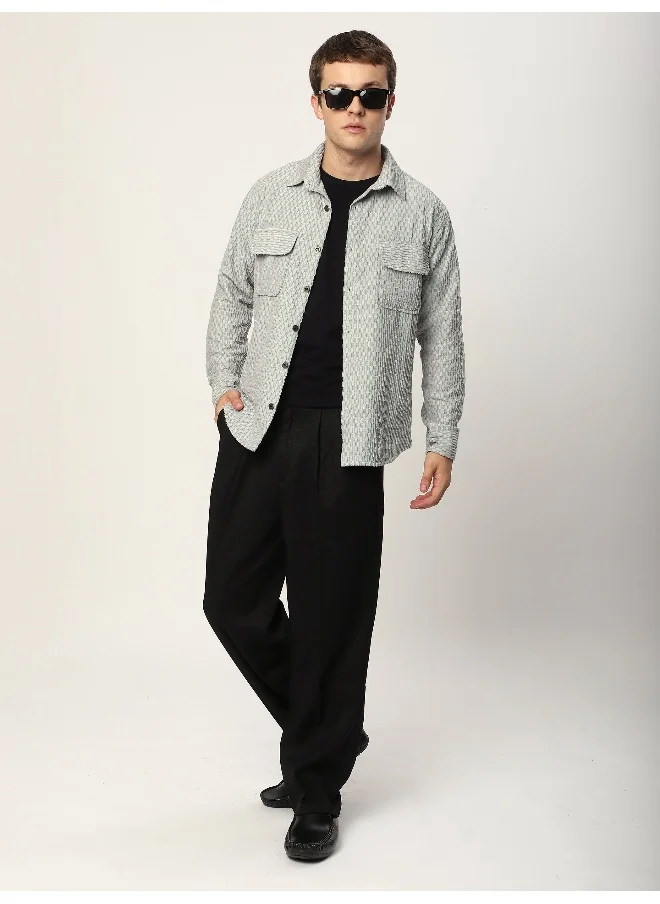 بيونغ Pale Grey Terry Textured Shirt