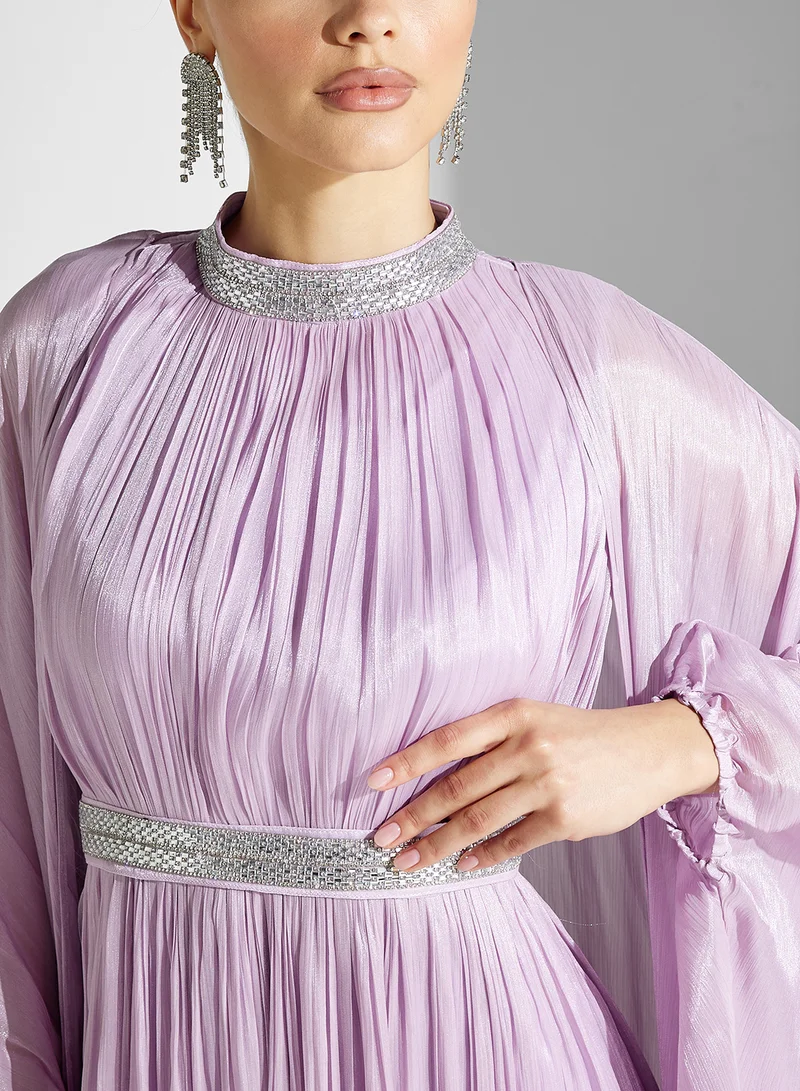 Golden Apple Lavender Flowy Gown Dress