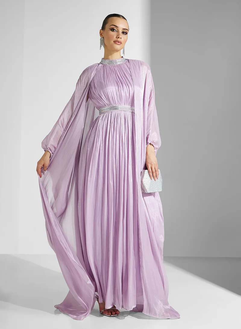 Golden Apple Lavender Flowy Gown Dress