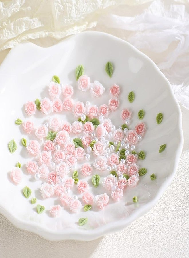 Jinshining 3D Flower Nail Charms, 60Pcs 3D Flower Nail Art Rhinestones Pink Pale Pink Mixed Pearl Rose Designs Spring Blossom Acrylic Floral Nail Supplies with Pearls Manicure Decorations DIY Crafts，Rhinestones - Image 4