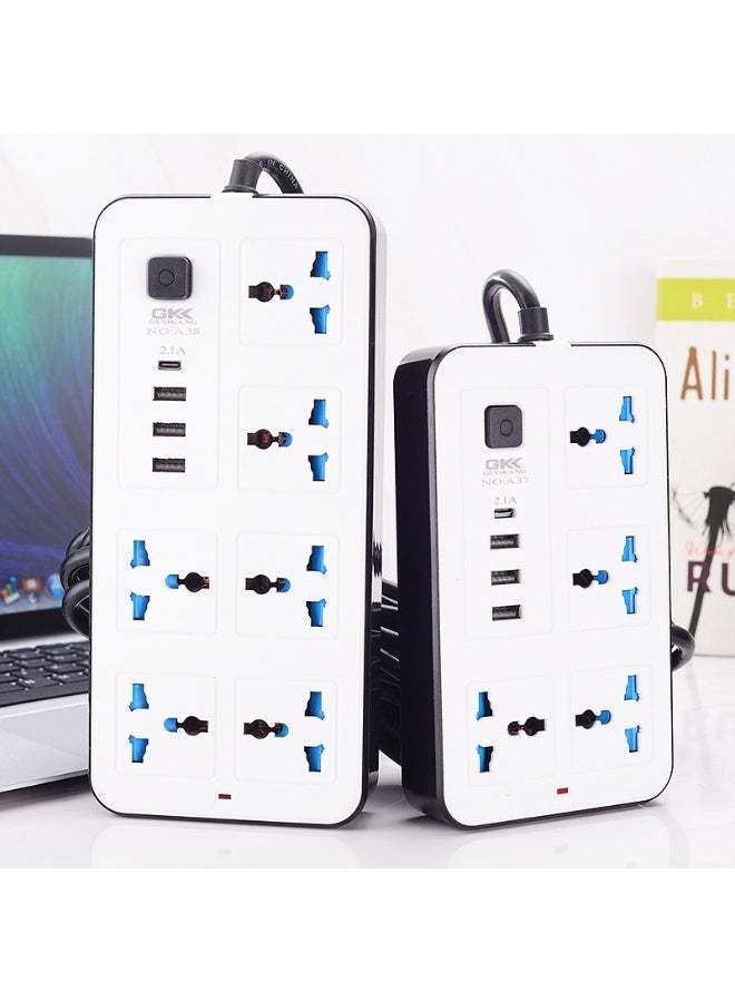 Power Strip With 6 AC Outlets, 3 USB Ports Including USB-C, Safety Switch and 5 ft Cord - Image 2
