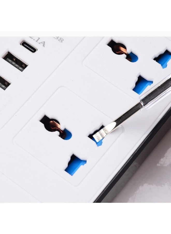 Power Strip With 6 AC Outlets, 3 USB Ports Including USB-C, Safety Switch and 5 ft Cord - Image 4