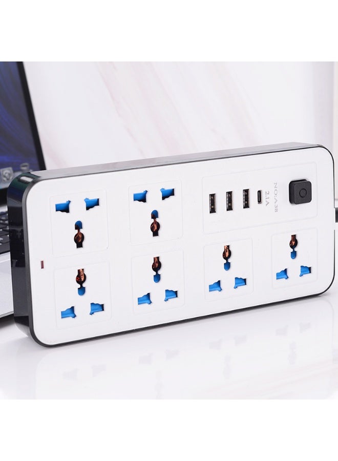 Power Strip With 6 AC Outlets, 3 USB Ports Including USB-C, Safety Switch and 5 ft Cord - Image 3
