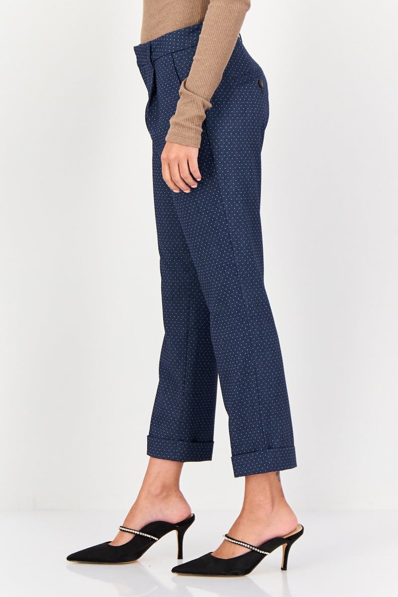 Reiko Women Cigarette Fit Micro Dot Straight Leg Pants, Multicolor - Image 3