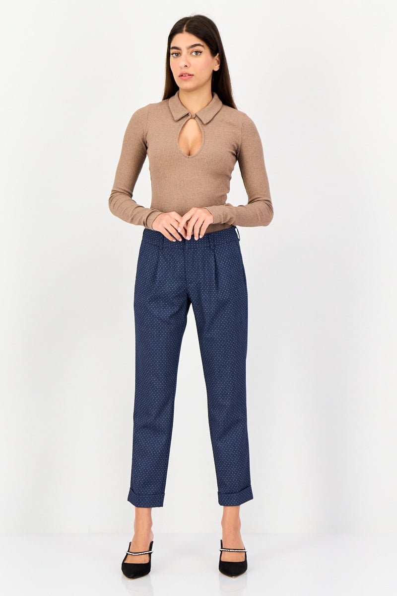 Reiko Women Cigarette Fit Micro Dot Straight Leg Pants, Multicolor - Image 2