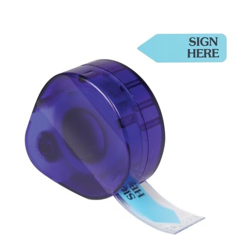 Redi-Tag "Sign Here" Page Flags with Dispenser, Blue Adhesive, Ideal for Office, School, and Home Organization, 1 Hand Dispenser with 120 Flags, 1.75" x 0.6" (B81034) - Image 1