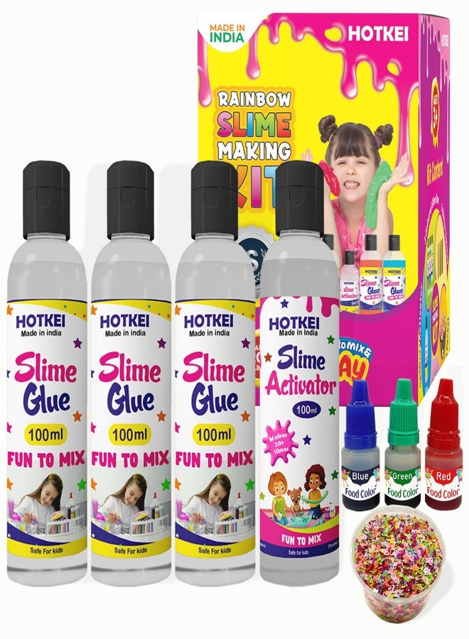 HOTKEI هوتكي (اصنع أكثر من 15 نوعًا من السلايم) لعبة سحرية متعددة الألوان ومعطرة، مجموعة صنع السلايم، غراء منشط، جل، معجون جيلي، هدية عيد ميلاد للأولاد والبنات والأطفال، 3 غراء شفاف | 1 منشط | ملحقات - Image 1