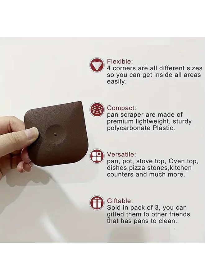 Brown Plastic Dish Scraper Tool Set 2Pcs Nonstick Cookware Pan Cleaner Food Grease Removal - Image 4