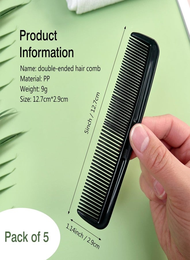 Zoolinn Black Pocket Comb Set - 5PCS, Sturdy Comb with Round Teeth for Men’s Beard, Mustache, and Hair Grooming, Travel-Friendly, Exquisite Gifts - Image 2