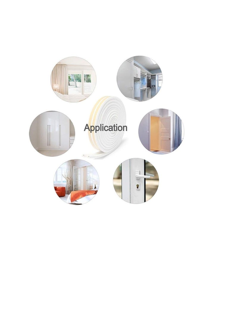 بيورول Beorol Weather Rubber Seal Weather Strip Foam Tape 6 متر - EPDM Foam Seal ، نافذة الباب المضادة للتصادم الذاتي لاصق المطاط نظام الشريط ، سدادة عازلة للصوت (شكل E أبيض) - Image 3