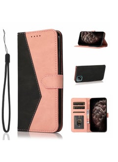 HuHa Case Cover For OPPO A53 5G / A72 5G / A73 5G Dual-color Stitching Leather Phone Case Black Rose Gold 