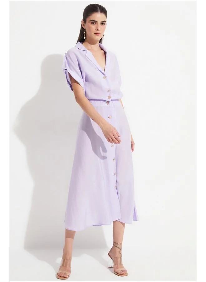 جون June Exclusive Modal Blend Shirt Dress Lilac