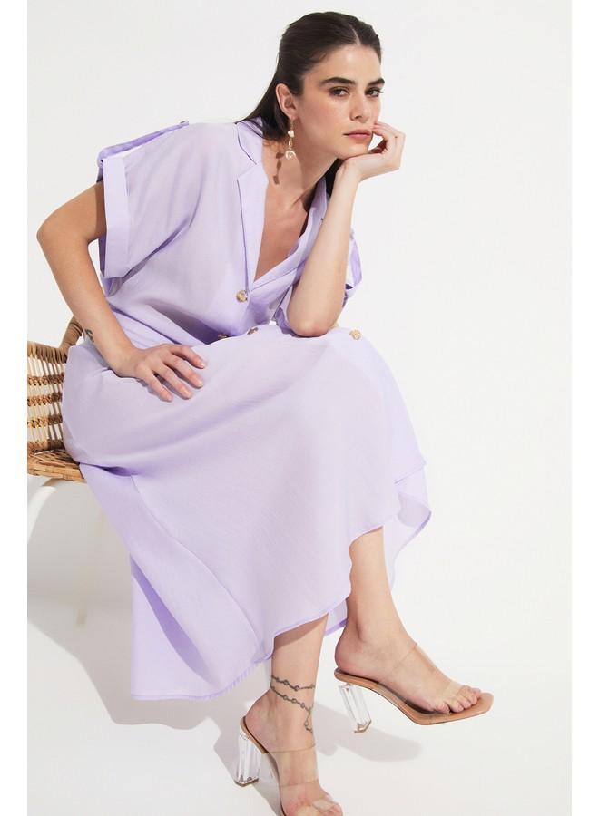 جون فستان لافندر بأزرار - Image 4