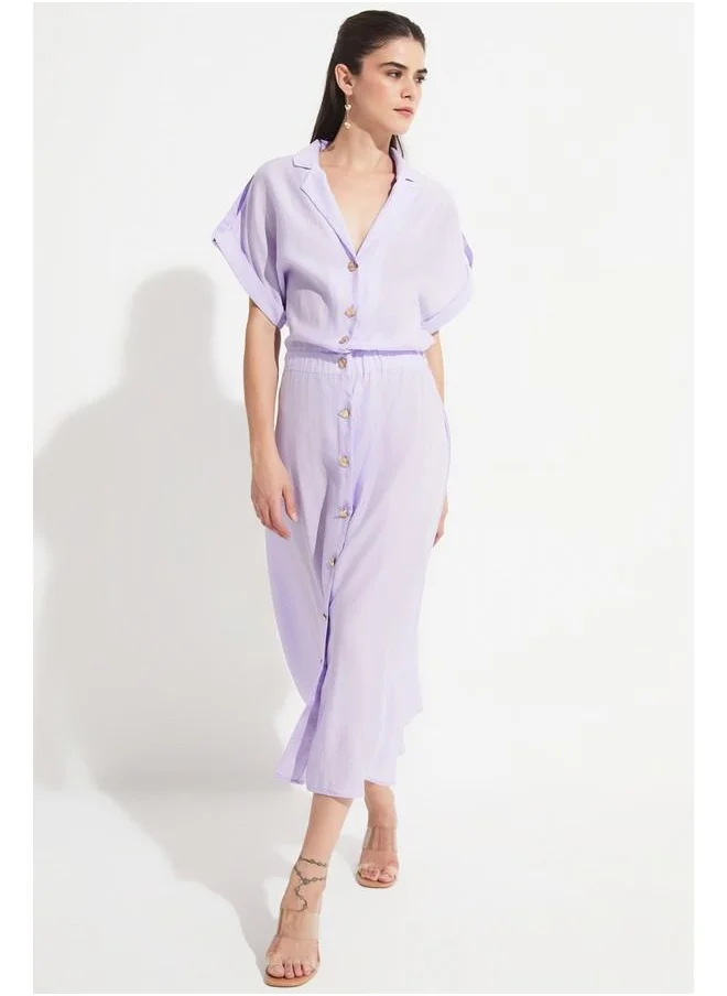 جون June Exclusive Modal Blend Shirt Dress Lilac