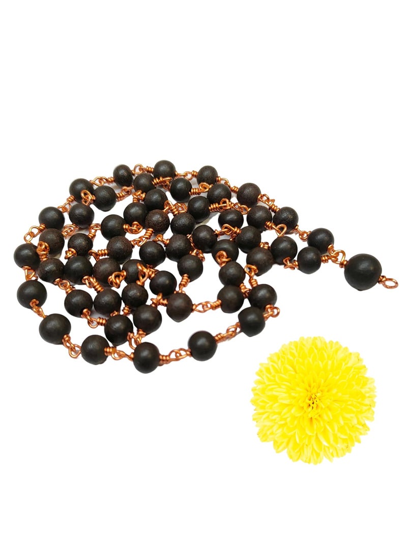 anciently Anciently Karungali Malai Copper Original 6mm | Karungali Malai Copper 6mm 54 Beads, Ebony Wood, 1 Piece  - Image 1