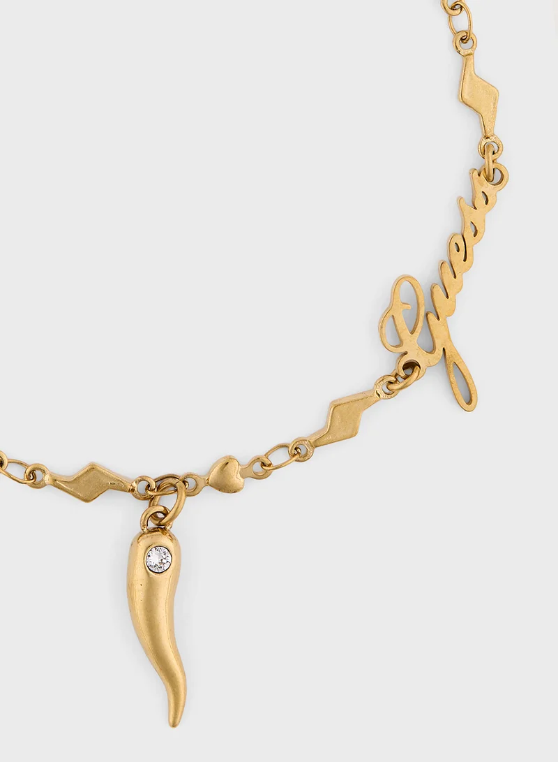 GUESS Perl Deatil Logo Detail Chain Bracelet