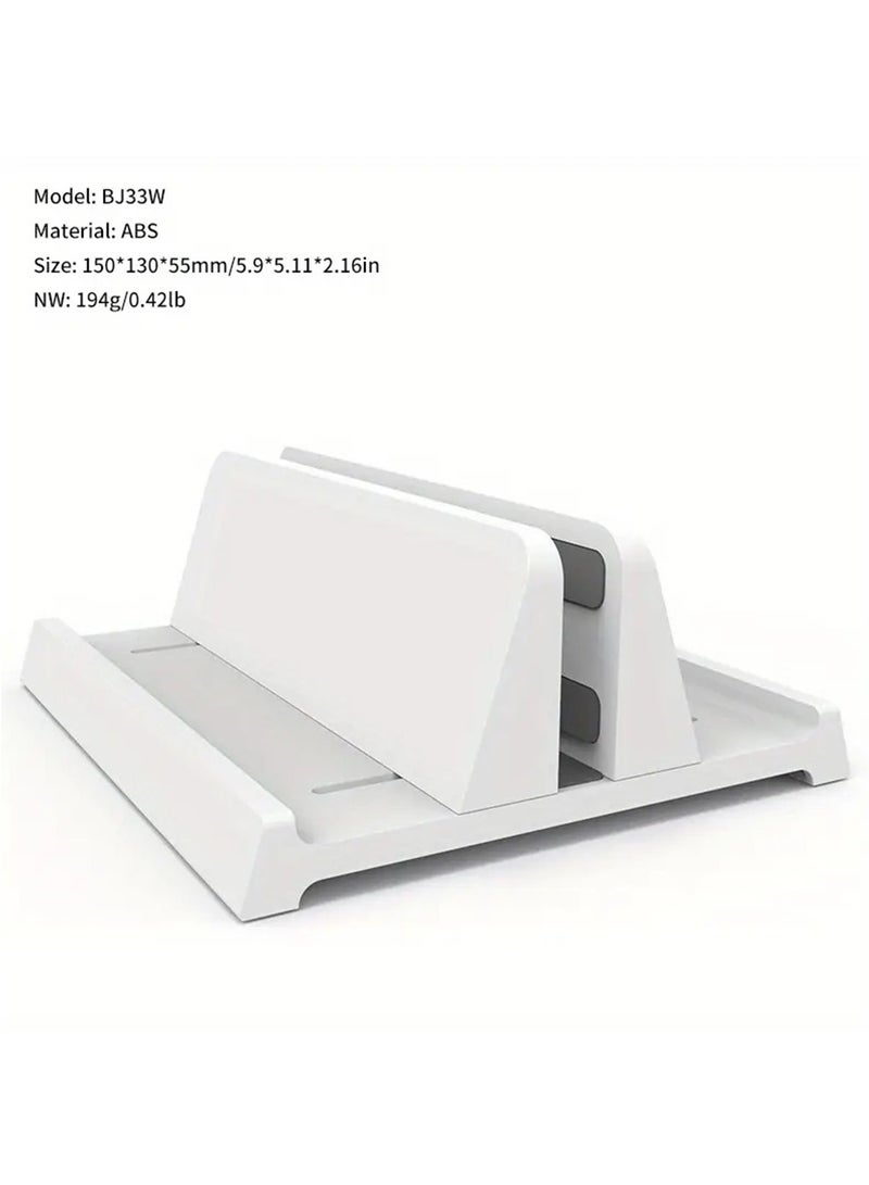Hihonor Vertical Laptop Stand Holder - Ergonomic Adjustable Height and Angle, Space-Saving, Sturdy Construction, Easy Assembly, and Compact Design for Maximum Desk Space and Comfort, White - Image 1