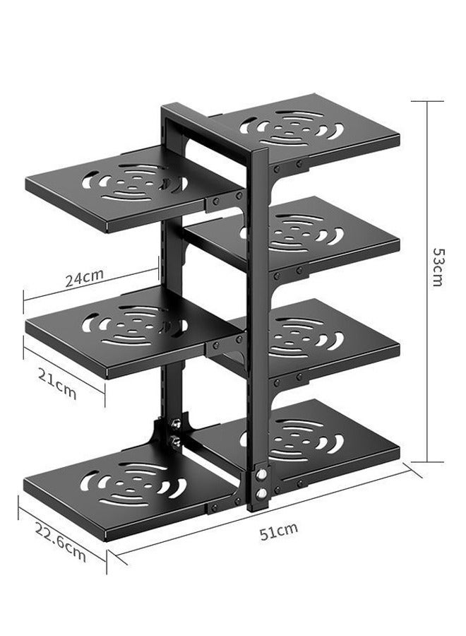 ZCM-HAPPY Adjustable Kitchen Storage Pot Rack - Stainless Steel, 4-Layer Plus 3-Layer Under-Sink Cabinet Organizer, Countertop and Floor Storage Corner Rack - Image 2