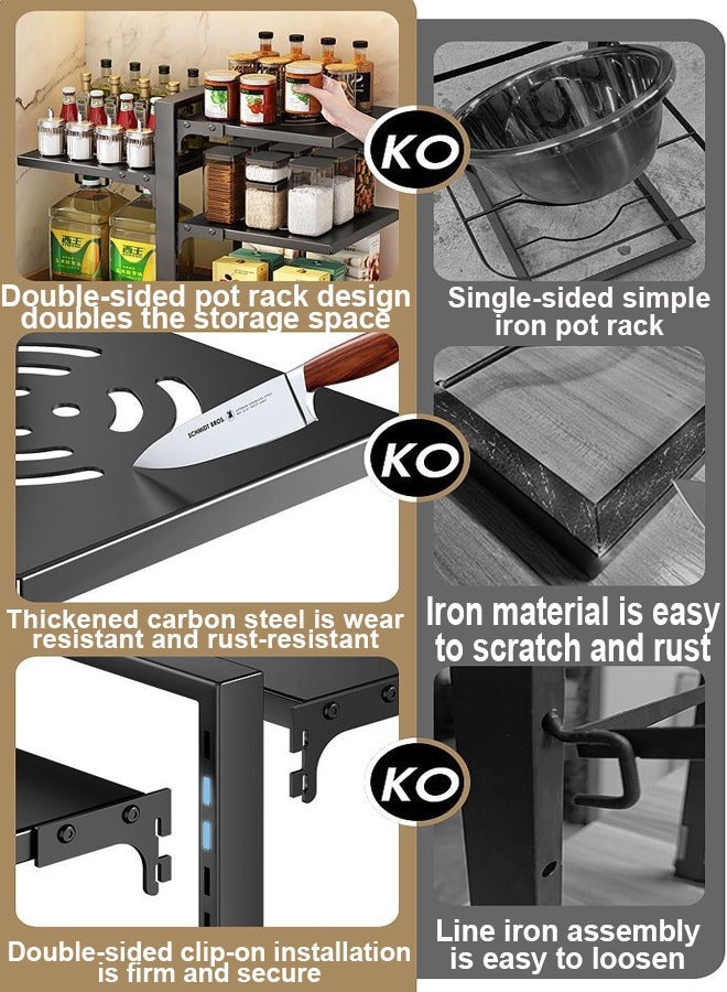 ZCM-HAPPY Adjustable Kitchen Storage Pot Rack - Stainless Steel, 4-Layer Plus 3-Layer Under-Sink Cabinet Organizer, Countertop and Floor Storage Corner Rack - Image 5