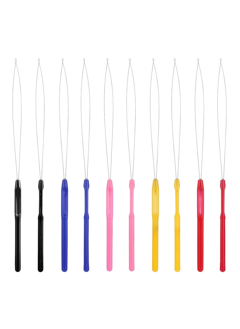 Sibba - Sibba 10PCS Hair Extensions Loop Needle Threader Bead Device Pulling Hook Tool for Micro Links Hair Feather Extensions Kit Hair Styling Tools Accessory Multicolor - Image 1