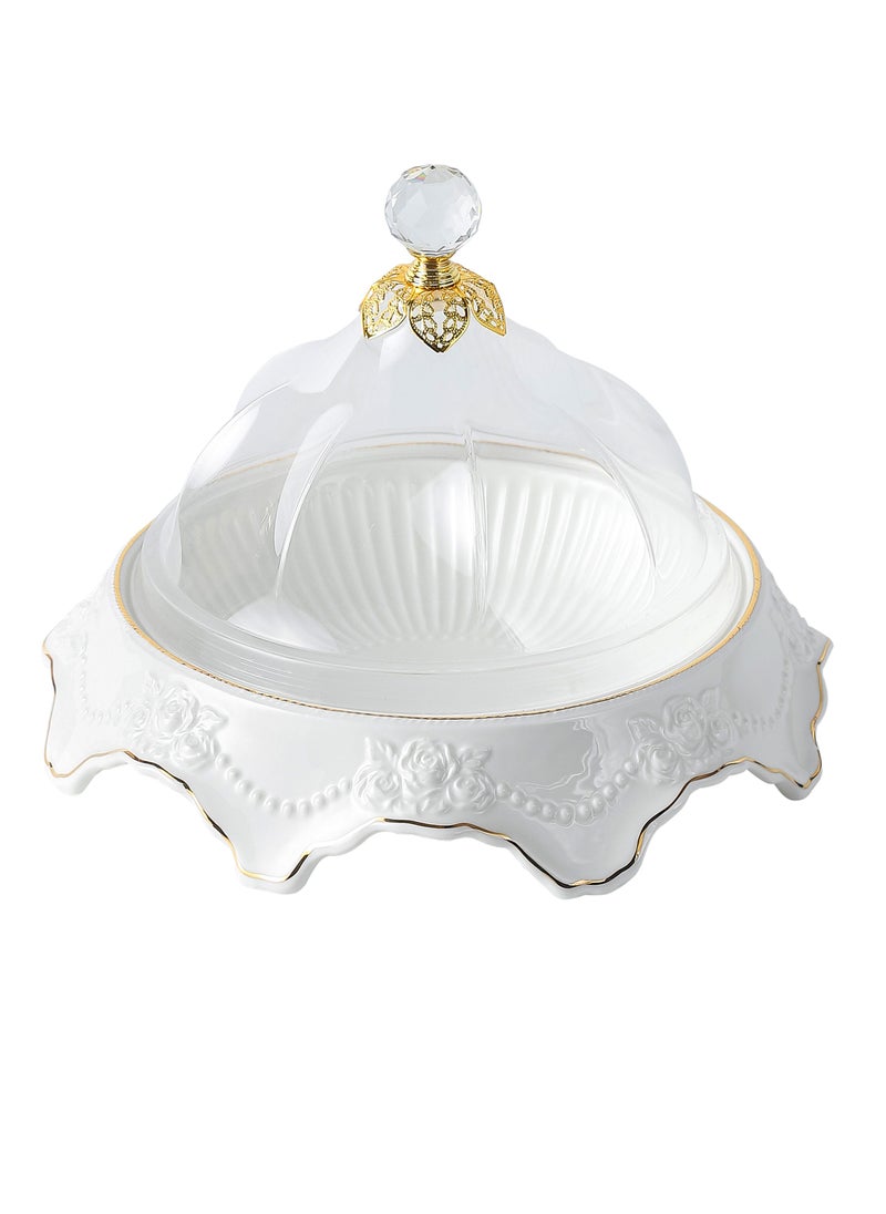 Life Smile LIFE SMILE Cake Stand with Lid - Multifunctional Serving Dish and Cake Plate,Use as Salad Bowl/Veggie Platter/Punch bowl/Desert Platter/Nachos & Salsa Plate  - Image 1