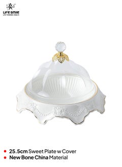 Life Smile LIFE SMILE Cake Stand with Lid - Multifunctional Serving Dish and Cake Plate,Use as Salad Bowl/Veggie Platter/Punch bowl/Desert Platter/Nachos & Salsa Plate  - Image 2