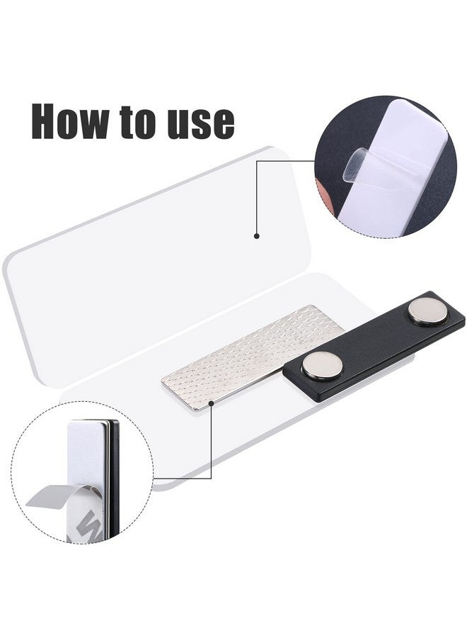 Chinco 50 Packs Magnetic Name Tags Blank DIY Name Tag Badge Holders with Magnetic Backing White Round Corners and Plastic Blank Badge for Personalized Shirts Office School, 1 x 3 Inches (Black) - Image 3