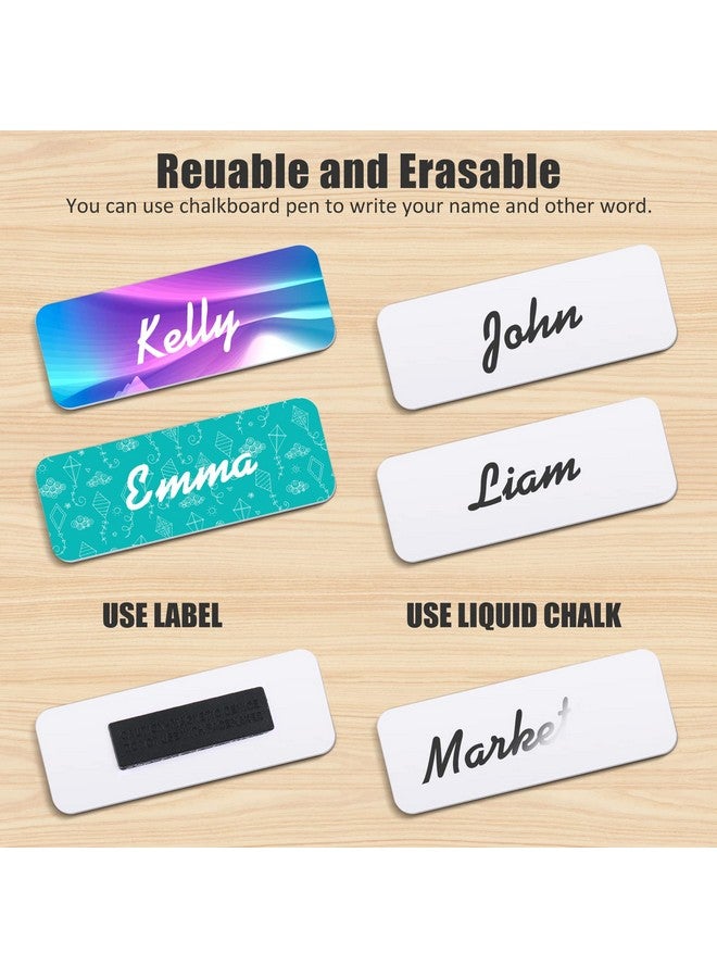 Chinco 50 Packs Magnetic Name Tags Blank DIY Name Tag Badge Holders with Magnetic Backing White Round Corners and Plastic Blank Badge for Personalized Shirts Office School, 1 x 3 Inches (Black) - Image 5