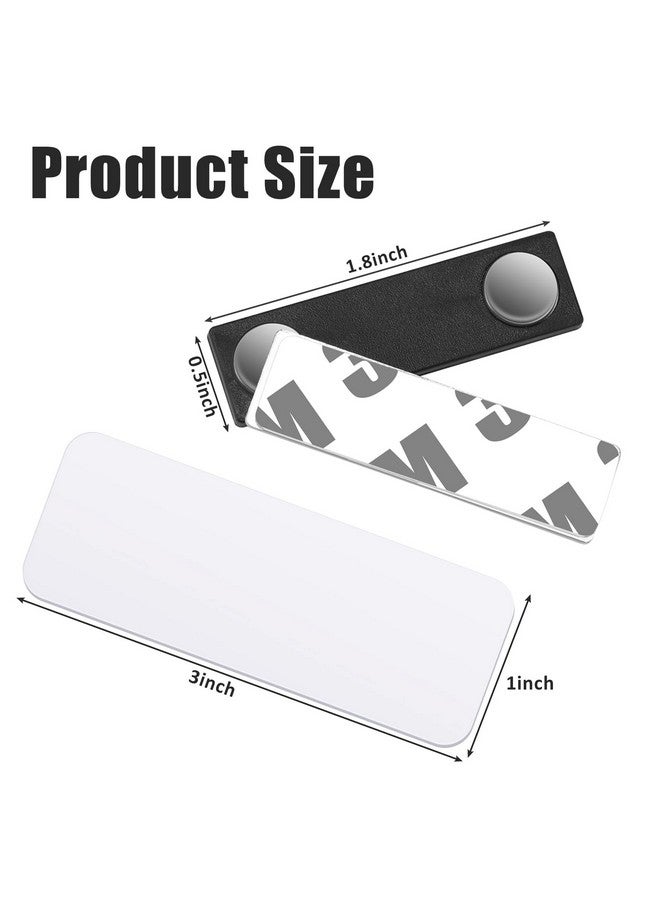 Chinco 50 Packs Magnetic Name Tags Blank DIY Name Tag Badge Holders with Magnetic Backing White Round Corners and Plastic Blank Badge for Personalized Shirts Office School, 1 x 3 Inches (Black) - Image 2