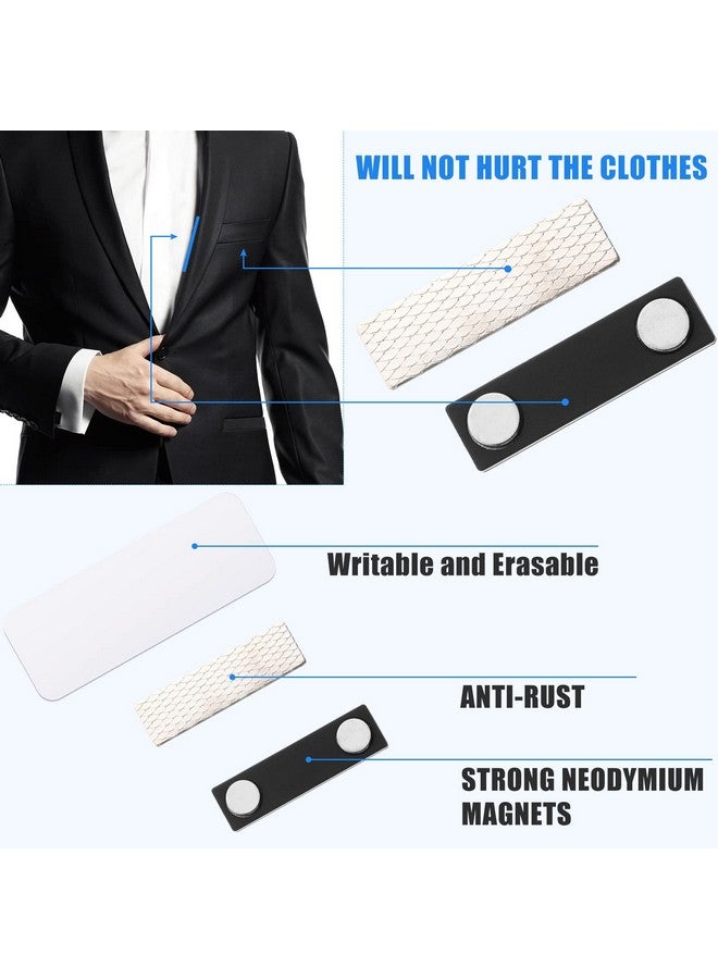 Chinco 50 Packs Magnetic Name Tags Blank DIY Name Tag Badge Holders with Magnetic Backing White Round Corners and Plastic Blank Badge for Personalized Shirts Office School, 1 x 3 Inches (Black) - Image 4