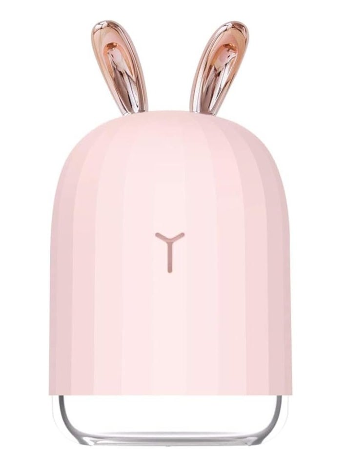 Spaceshoop Humidifier with Breathing Light, Mini Size Rabbit Humidifier for Bedroom Home Office Desktop 220ml with Timed auto Shutdown (Pink)  - Image 1