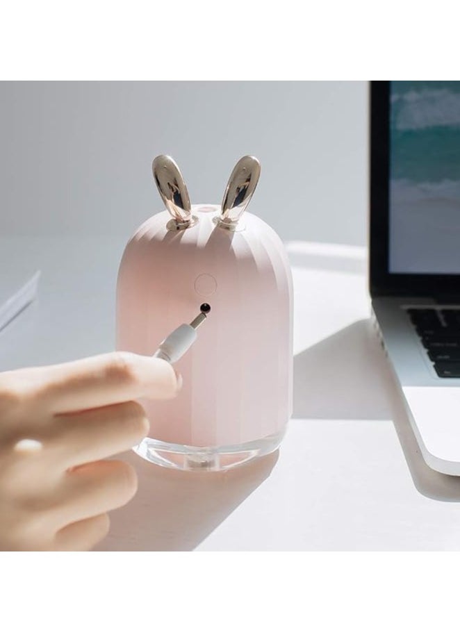 Spaceshoop Humidifier with Breathing Light, Mini Size Rabbit Humidifier for Bedroom Home Office Desktop 220ml with Timed auto Shutdown (Pink)  - Image 3
