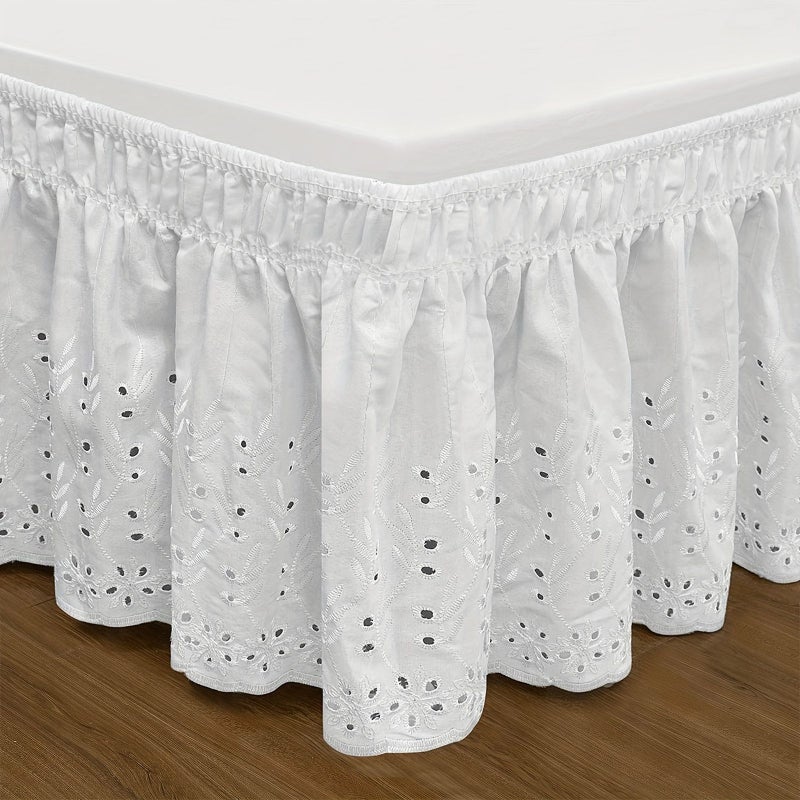 White King Elastic Embroidered Bed Skirt Skin Friendly Soft Dust Proof Easy On - Image 2