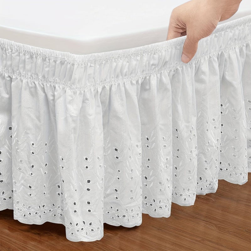 White King Elastic Embroidered Bed Skirt Skin Friendly Soft Dust Proof Easy On - Image 5