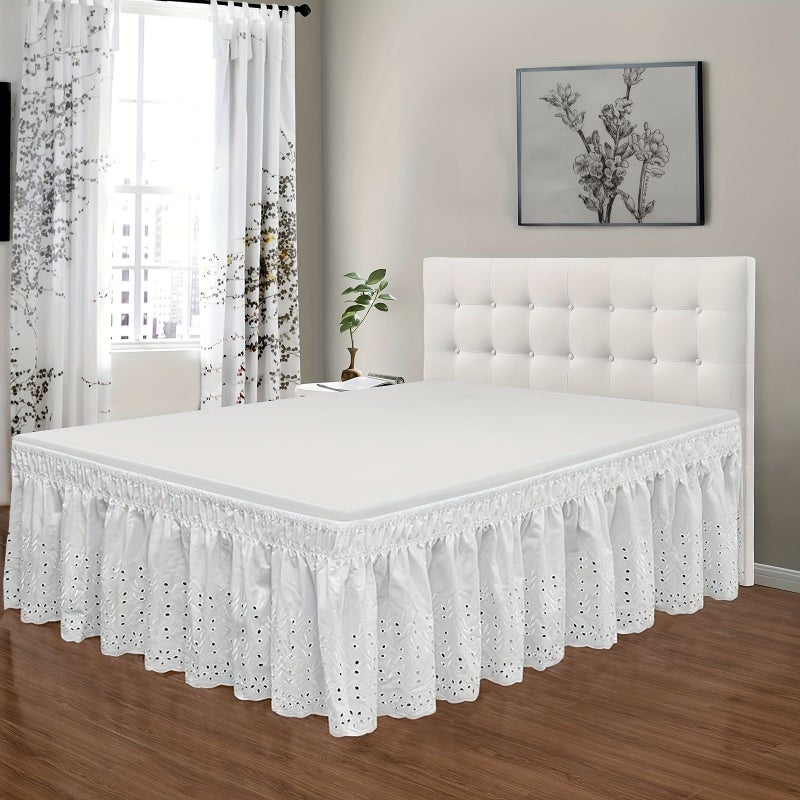 White King Elastic Embroidered Bed Skirt Skin Friendly Soft Dust Proof Easy On - Image 1