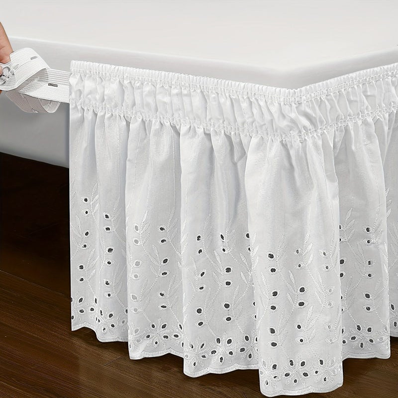 White King Elastic Embroidered Bed Skirt Skin Friendly Soft Dust Proof Easy On - Image 4
