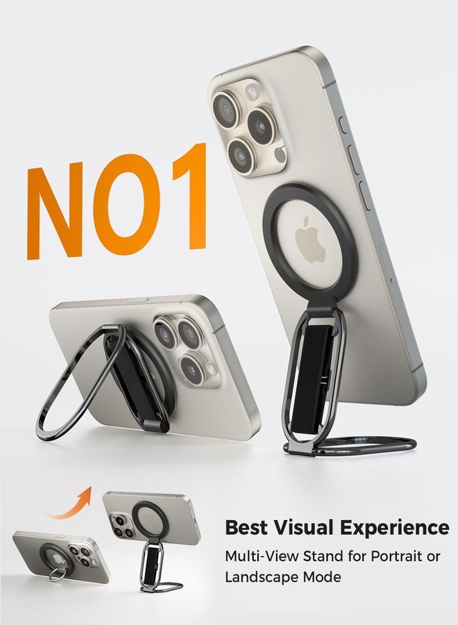 SUPERONE for MagSafe Phone Grip for MagSafe Kickstand Compatible with Mag Safe Finger Loop, 4-in-1 Phone Ring Holder Strap for Mag Safe iPhone 17/16/15/14/13/12 Series, Black [2025 Version] - Image 2