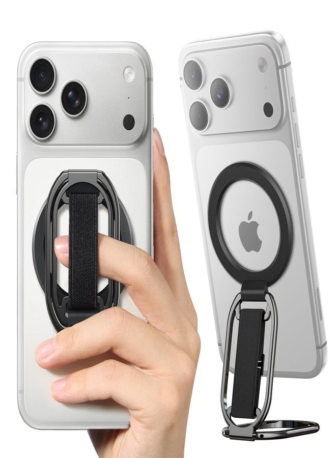 SUPERONE for MagSafe Phone Grip for MagSafe Kickstand Compatible with Mag Safe Finger Loop, 4-in-1 Phone Ring Holder Strap for Mag Safe iPhone 17/16/15/14/13/12 Series, Black [2025 Version] - Image 1