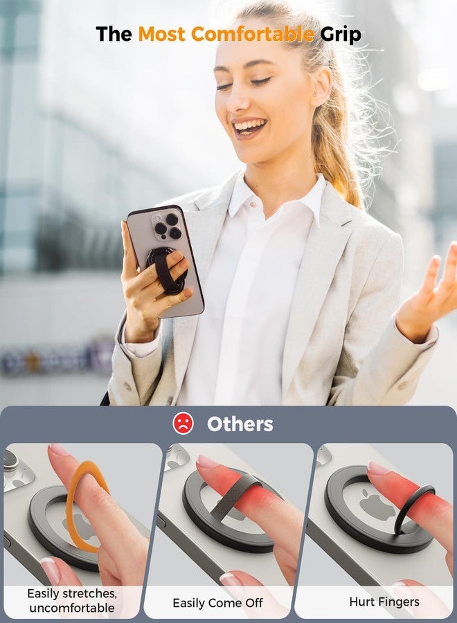 SUPERONE for MagSafe Phone Grip for MagSafe Kickstand Compatible with Mag Safe Finger Loop, 4-in-1 Phone Ring Holder Strap for Mag Safe iPhone 17/16/15/14/13/12 Series, Black [2025 Version] - Image 4