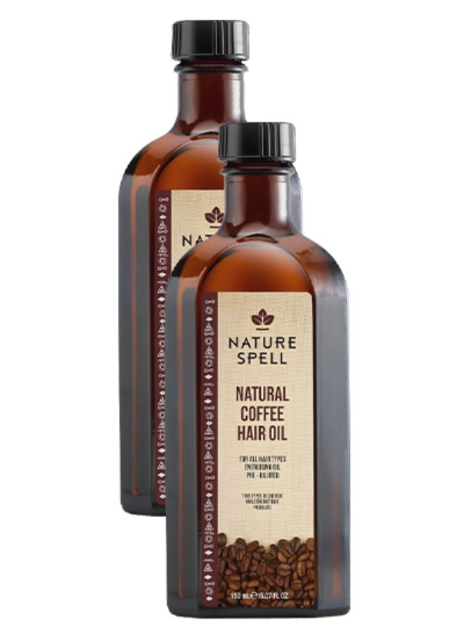 Nature Spell 2 Pieces Natural Coffee Oil For All Types Of Hair 150ml - Image 1